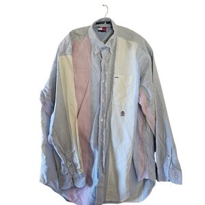 Vintage Tommy Hilfiger Striped Button Up Shirt M Yellow Blue CL0029